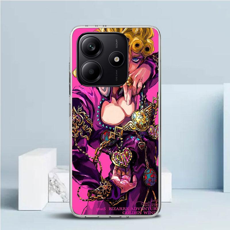 JoJo Adventure Giorno Giovanna Phone Case For Xiaomi Redmi Note 15 14 14S 13 12S 12 Pro Plus 11S 11 11T 11E 10S 10 + Soft TPU Ba