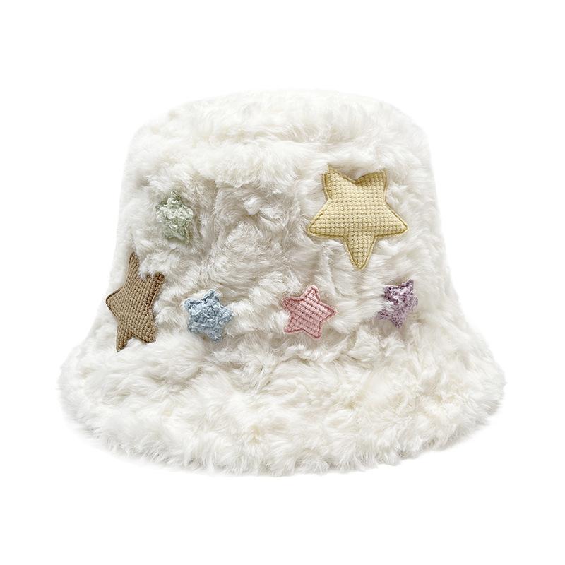 Sweet Fisherman Hat Women's Winter Thick Plush Cute Pot Hat Versatile Hat Warm Hat