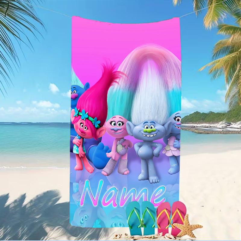 Customizable Personalized Beach Towels Trolls Themed designs.Suitable for the Beach, Yoga, Sports;ideal As Beach Accessories