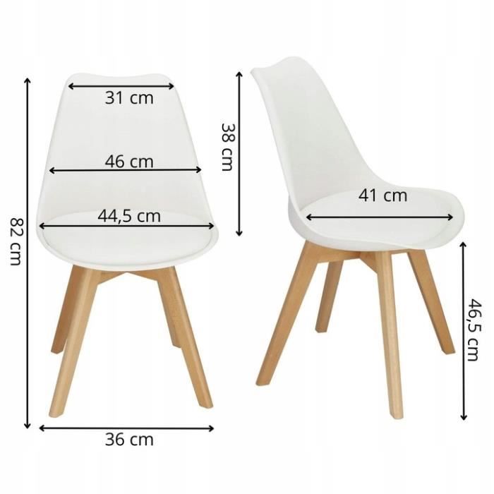 Chaise - SPRINGOS - Modèle Springos® - Blanc - Capacité de charge 125 kg - Hauteur 82 cm
