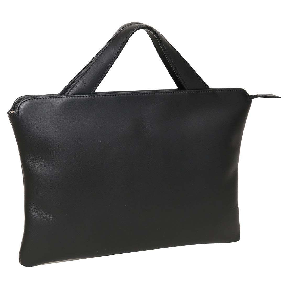 

SA114 Genuine Leather Tote Bag Compatible with B5 Size Thin Gusset Zipper Closure Briefcase Black [Tryon] чорний