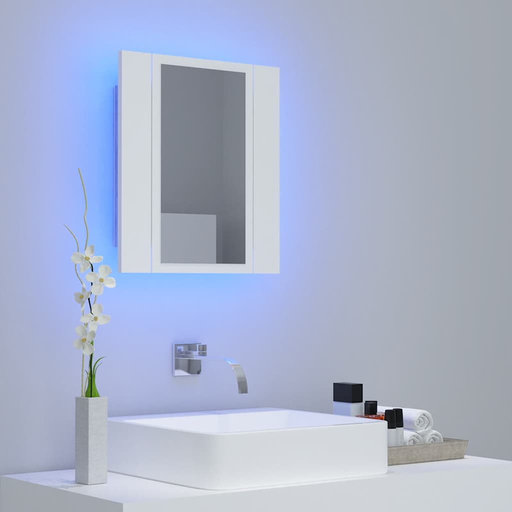LED Bathroom Mirror Cabinet White 40 X 12 X 45 Cm Acrylic