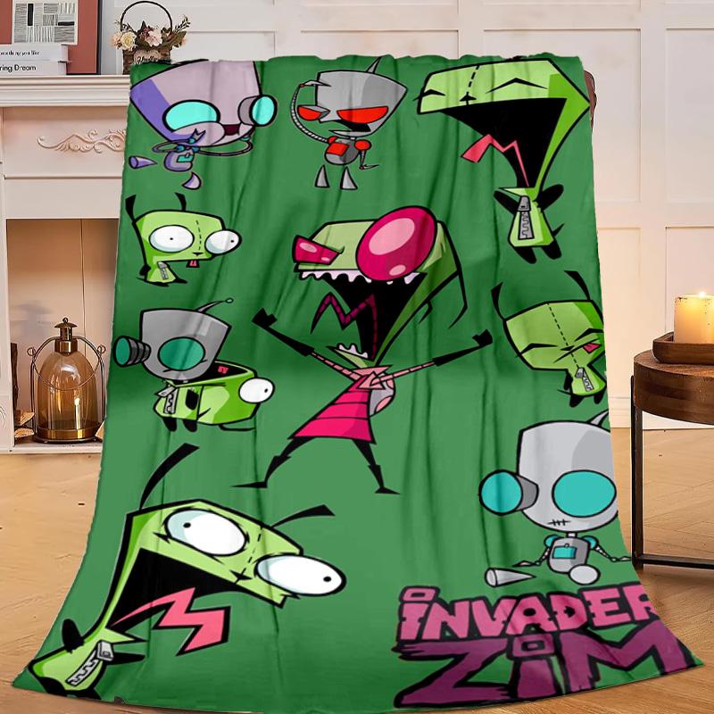 1PC Alien Invasion Pattern Flannel Blanket Gift, Suitable for Both Men And Women, Soft Ideal for Beds And Sofa, Birthday Or Christmas Gift