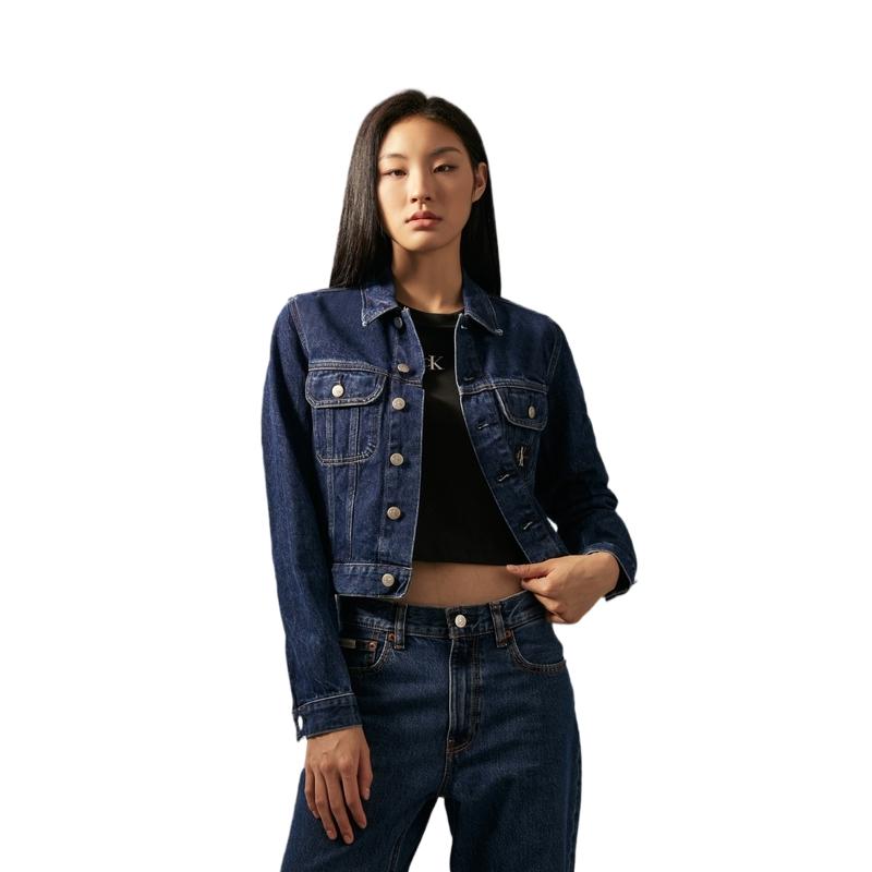 Calvin Klein Vintage Studded Short Denim Jacket Women jackets Denim-Blue J223670