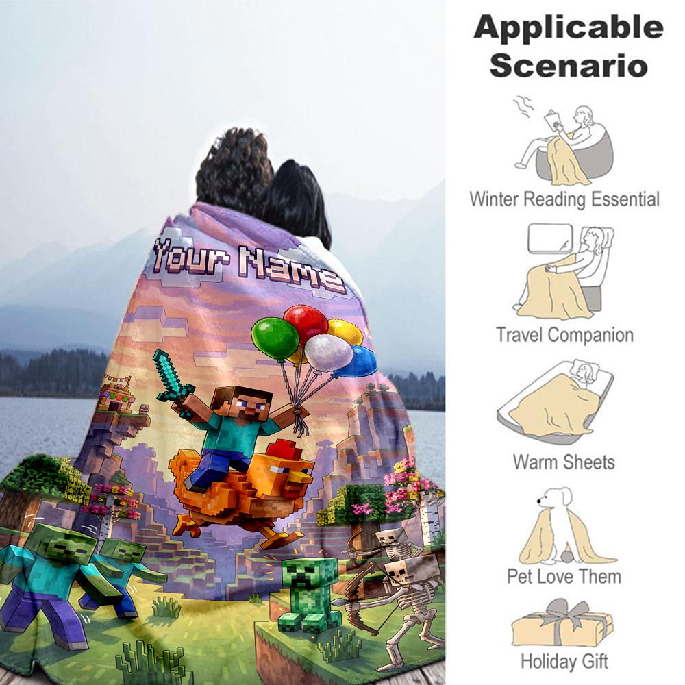 Minecraft Customize Your Name Blanket Lightweight Customizable Blanket Warmthful Decor Versatile For Picnics Bedding Home Decor Office