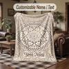 Elegant Lotus Theme Throw Blanket Custom Name Text Personalized Blanket Soft Cozy Blanket for Home Sofa Bed