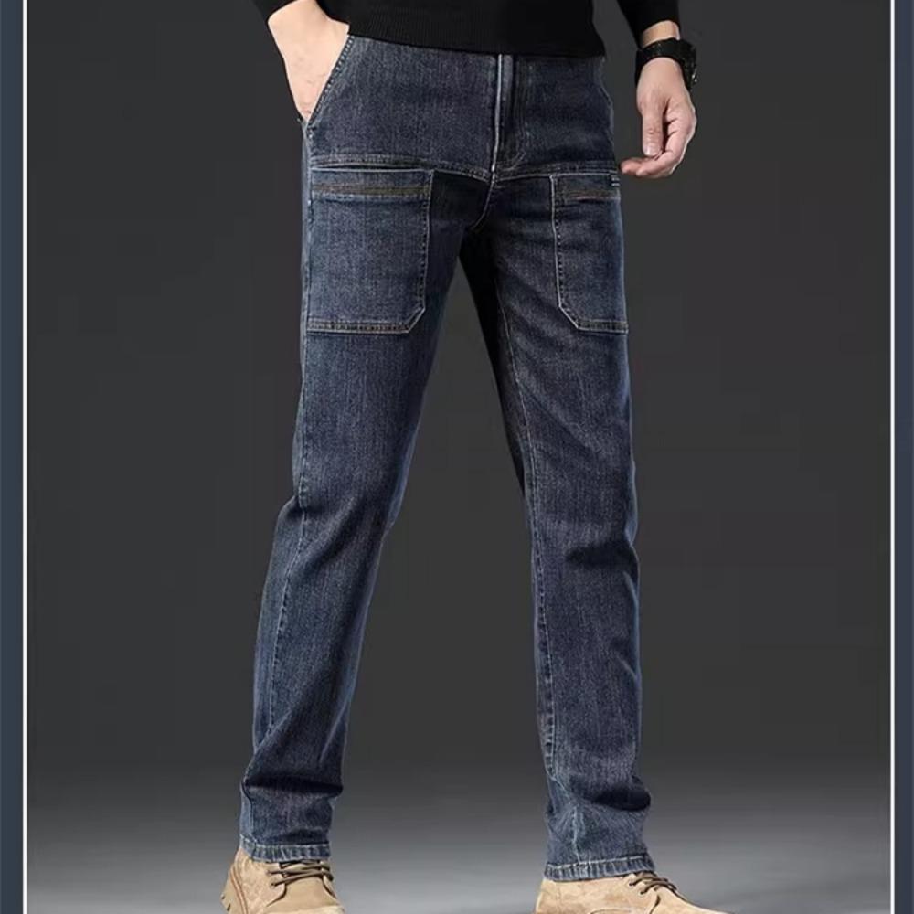 Nuovi Jeans da Uomo in Denim 2024 Skinny a Vita Media con 6 Tasche, Pantaloni a Vita Alta Elasticizzati, Pantaloni Slim Moda Uomo