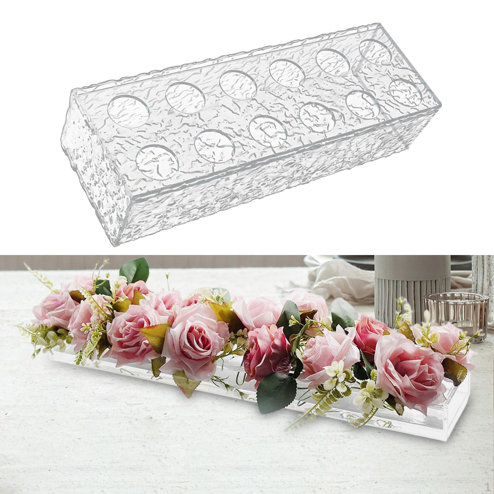 

Acrylic Flower Vase Floral Arrangement Modern Lightweight Ornament Rectangular 12 Holes