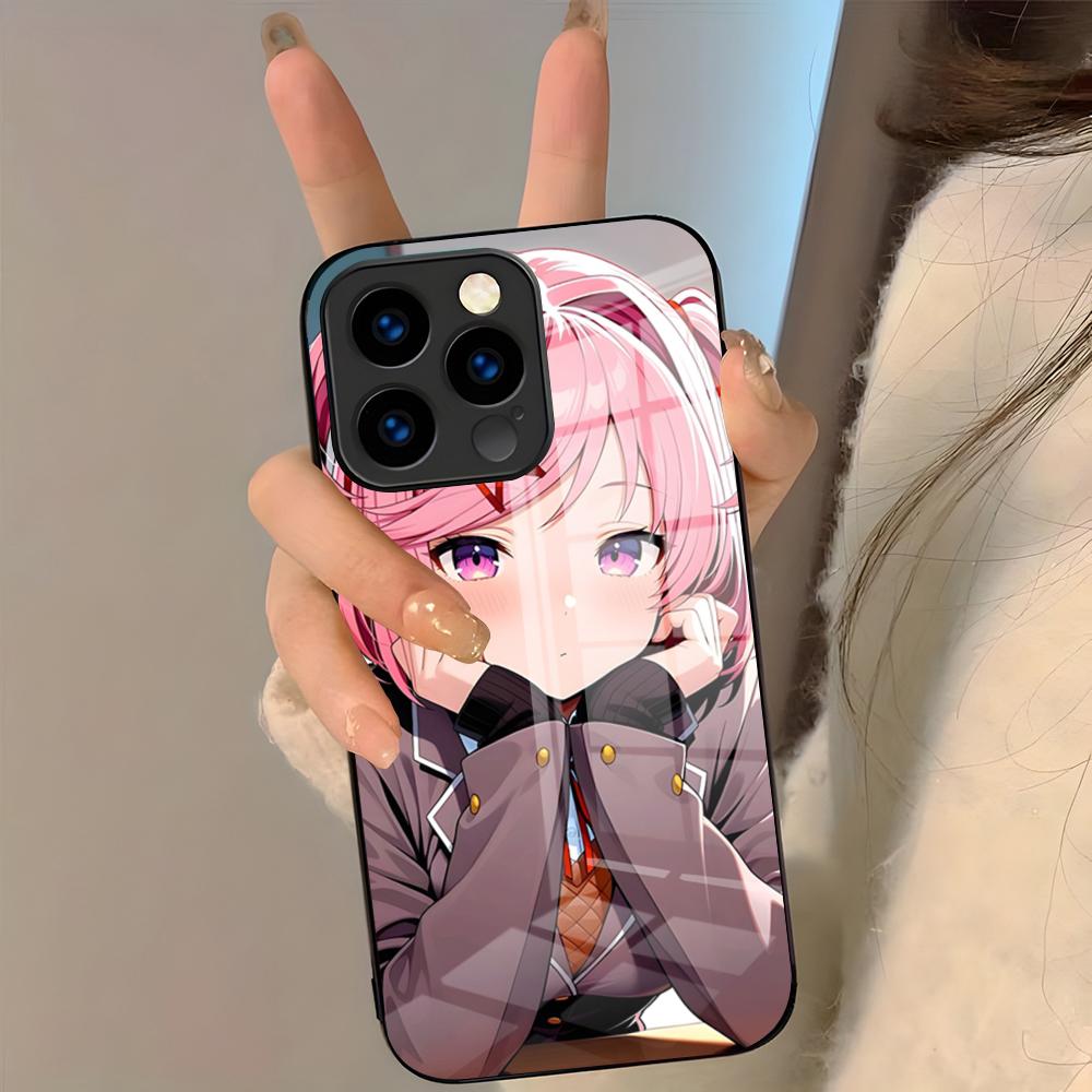 Cartoon Character Natsuki Phone Case For IPhone 17 Pro Max 16 15 14 Pro Max 13 11 Plus Glass Cover