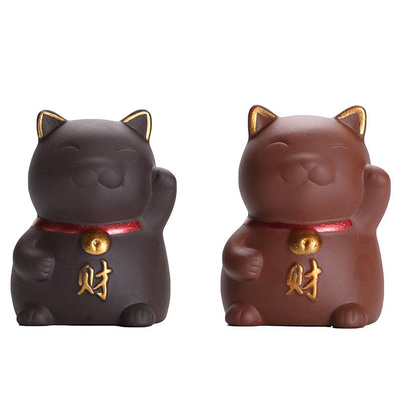 Purple sand tea pet ornament boutique can raise tea play lucky cat mini small creative ceramic home opening gift table