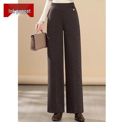 Mooou Damen Wollmischung Casual Weitbeinige Hose für Frauen mittleren Alters