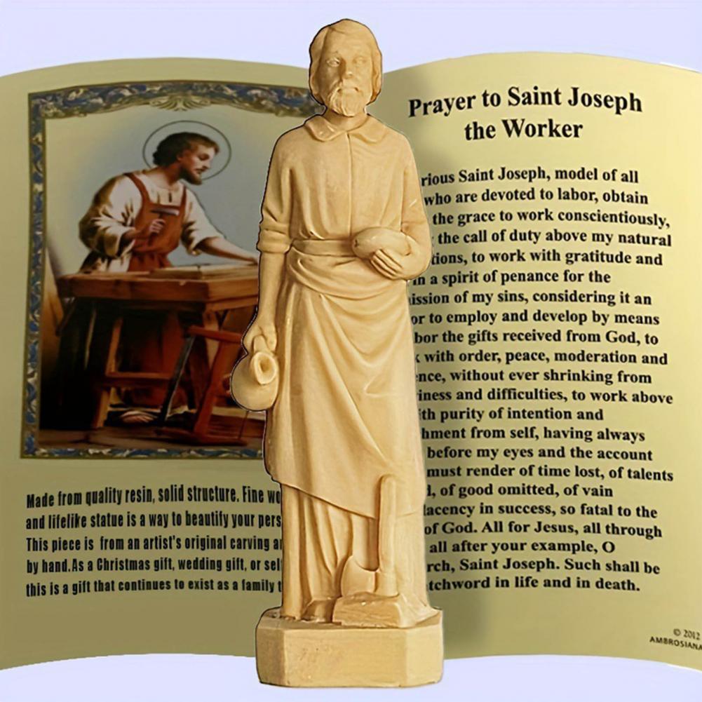Saint Joseph Statue,Resin ,6cm Tall Saint Joseph Figurine Carpenter,Joseph Sculpture Good Luck Gift,Home Decor