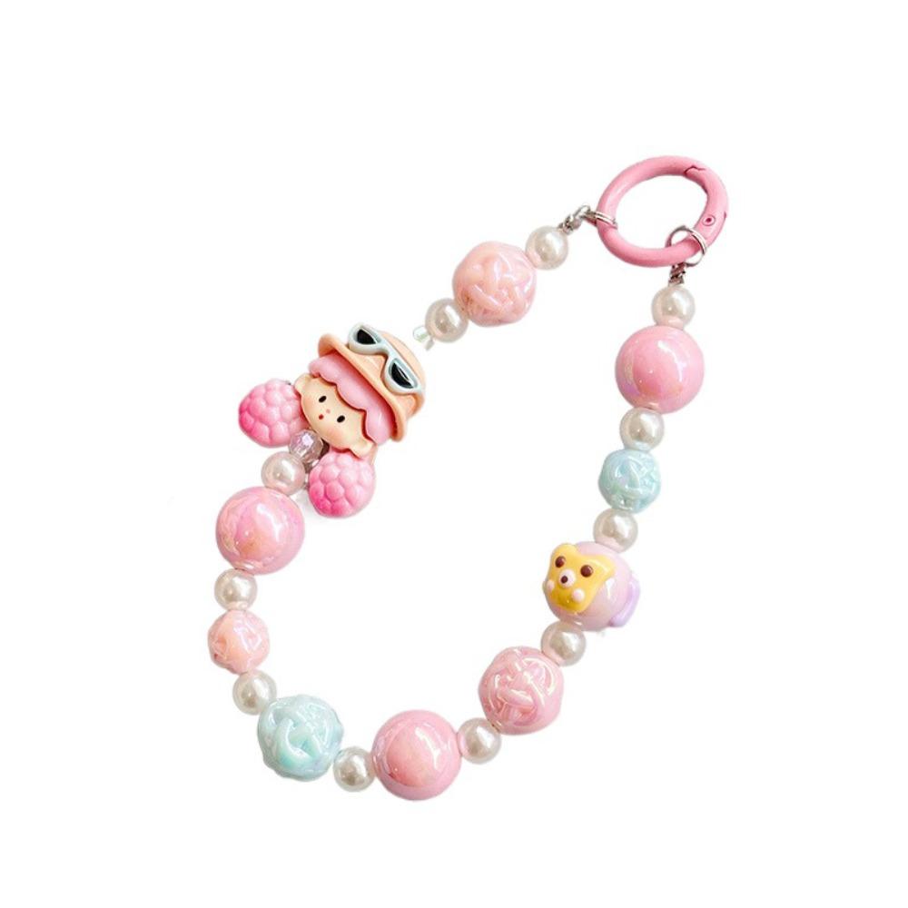Bracelet 3D Girl  Laser Beads  Phone Chain Anti-Lost Candy Bead Phone Straps  Keychain