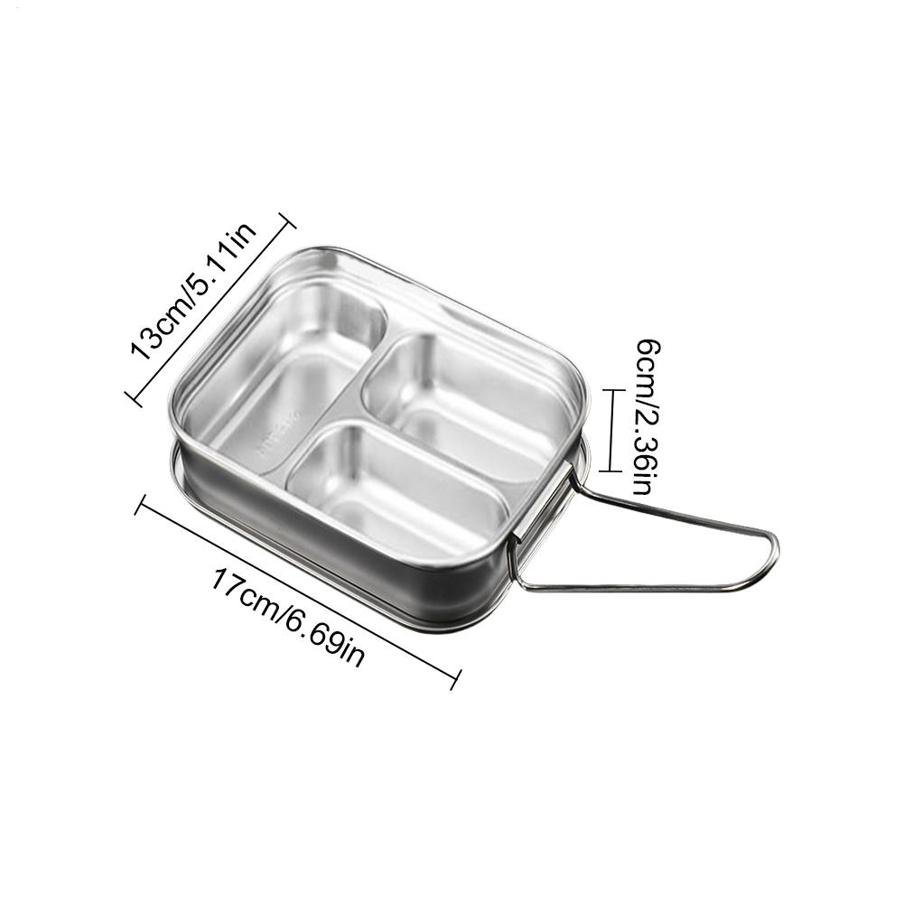 Lunch Box Stainless Steel Double Layers Stainless Steel Lunchbox With 3 Compartments Large Capacity Condiment Container Food