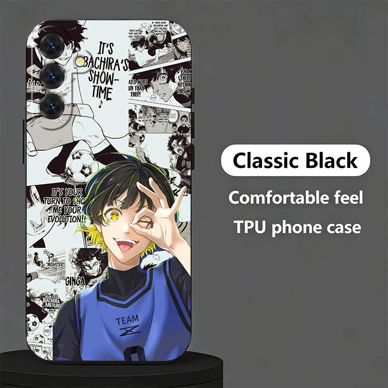 Soft Phone Case For Samsung A17 A37 A57 A16 A36 A56 A15 A35 A55 Blue L-Lock Bachira Meguru A14 A34 A54 A13 A33 A53 A27 A26 A25 A