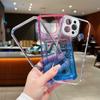 Colorful Bright Gradient Card Slot Wallet Clear Case For iPhone 16 Plus 15 14 13 12 Pro Max Candy Color Bumper Soft TPU+PC Cover