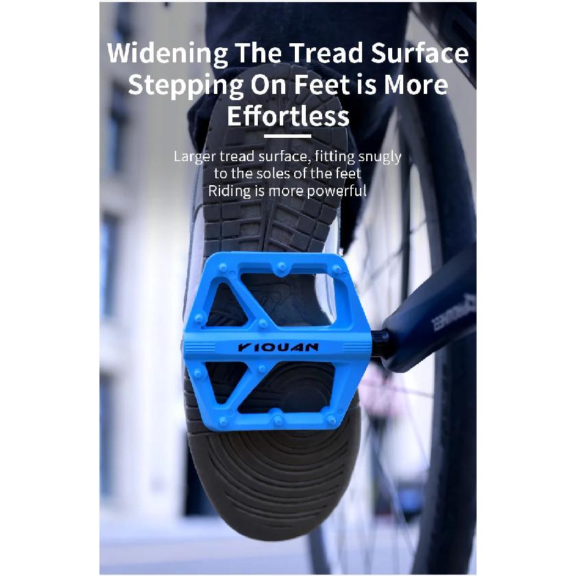 Bike Pedals Nylon Bearing 9/16" Non-Slip Flat Pedals Lightweight Wide Flat Platform Cycling Pedals for BMX Road MTB E-Bike