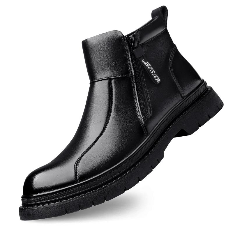 Men's Zipper Warm Ankle Boot For Autumn And Winter New Casual Thick-Soled Anti -Slip Work Boot Fashionable Outdoor Walking Boots