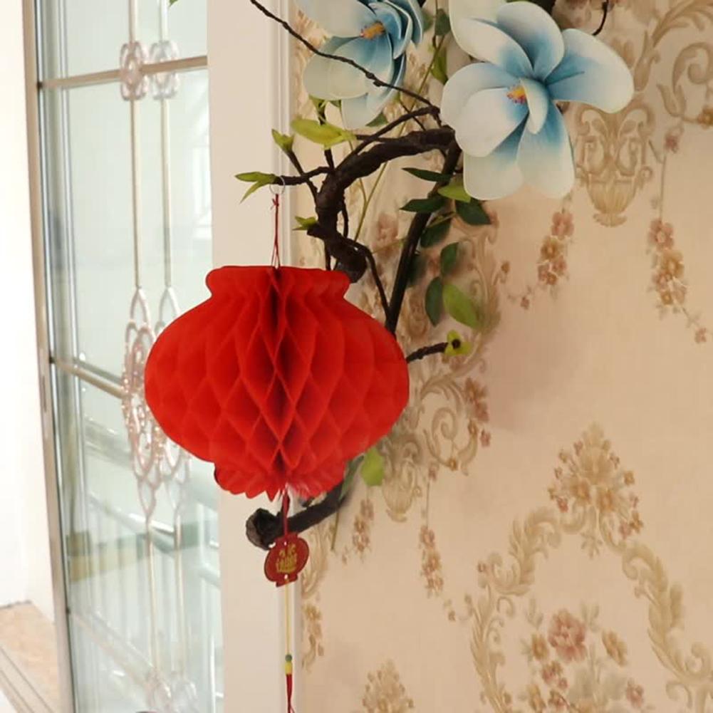 10 Pieces Chinese Red Paper Lanterns Festival Decorations Celebration Supplies Waterproof 16-45cm Assorted Sizes for New Year