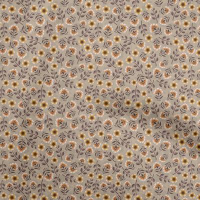 Cotton Flex Brown Fabric Floral Dress Material Fabric Print Fabric By The Yard 40 Inch