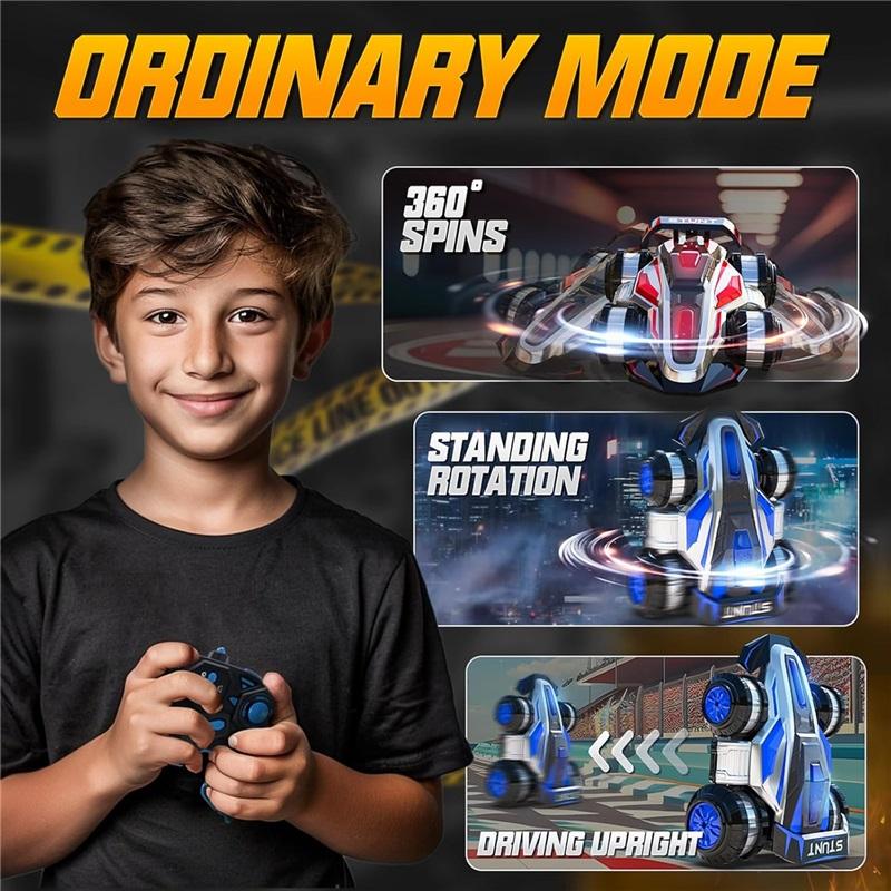 1:14 מכונית על שלט רחוק לדריפט 2.4GHz 4WD מכונית על שלט רחוק מסתובבת 360 מעלות רכב צעצוע עם אור ומוזיקה, הליכה זקופה והתהפכות ארבע גלגלים