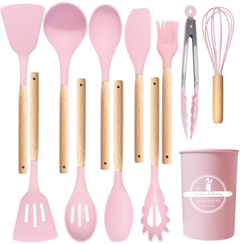 12PCS Food Grade Silicone Kitchen Cookware Utensils Turner Spatula Measuring Spoon Practical Cooking Tool Kitchenware Set