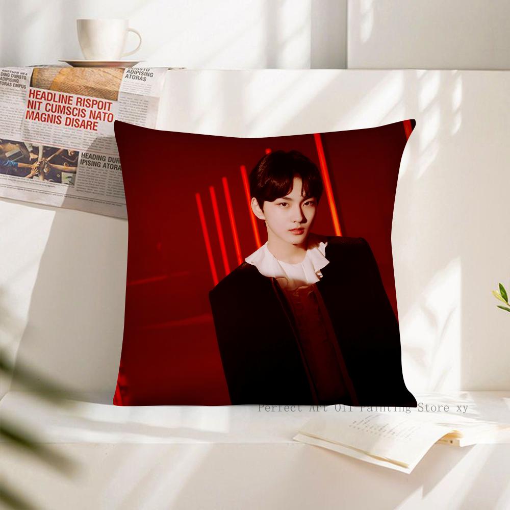 1 pièce Housse de coussin de groupe coréen J-JUNGWON Carré Housse de coussin Décoration de chambre à coucher Salon Décontracté Housse de coussin E-ENHYPEN