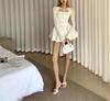 Women's White Summer Sling Dress: Slimming Waist & Puffy Skirt