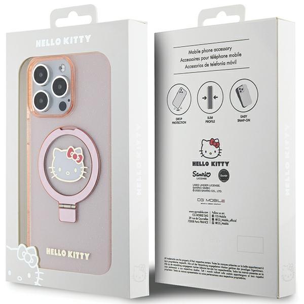 Hello Kitty Hkhmp15Xhrsgep Iphone 15 Pro Max 6.7 Różowy/Pink Hardcase Ring Stand Glitter Electrop Logo Magsafe