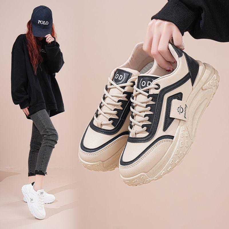 ins Korean version of platform dad shoes 2025 spring new street shot student running sports shoes heightening casual white shoes