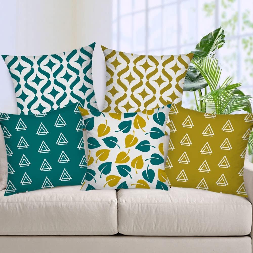 Set of 5 Multicolor Decorative Hand Made Jute Cushion Covers - CC14 - (12 Inch X 12 Inch)