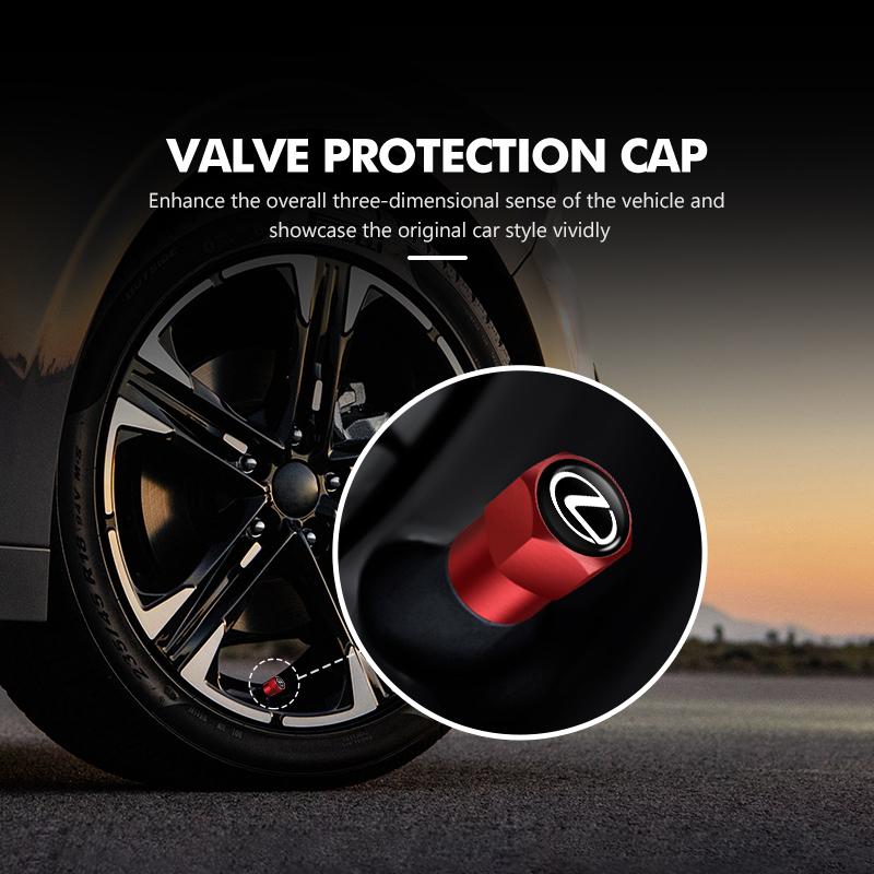 For Lexus 4Pcs Car Wheel Tire Valve Cap Protection Cover Auto Accessories CT ES GS NX IS250 RX350 IS200 LX570 UX250h CT200h AFT1