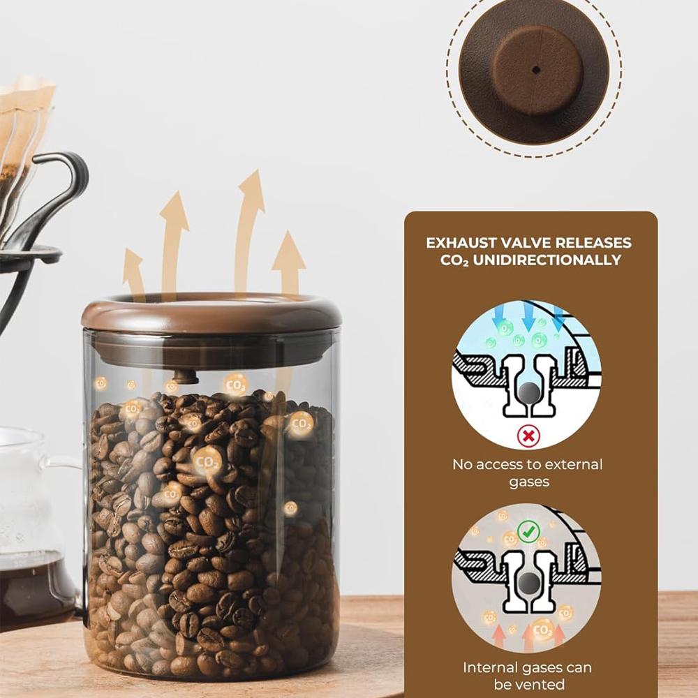 Coffee Beans Vacuum Sealed Tank Household Anti-UV Glass Food Storage Tank For Moisture-proof Air Extraction Tea Storage Tank