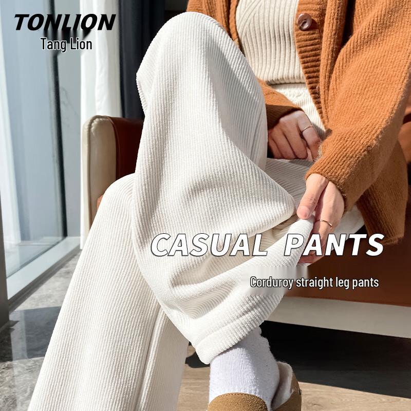 

Женские утолщенные вельветовые брюки прямого кроя с широкими штанинами на флисовой подкладке TonLion S