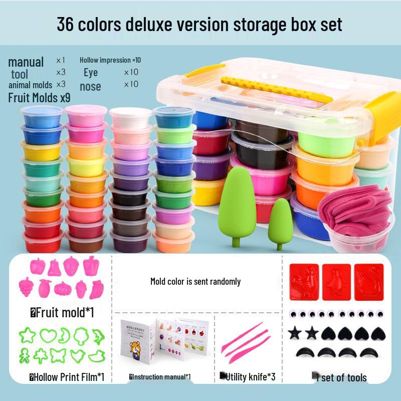 24-Color Non-Toxic Ultra-Light Handmade Clay Set for Kids - DIY Play Dough and Craft Kit