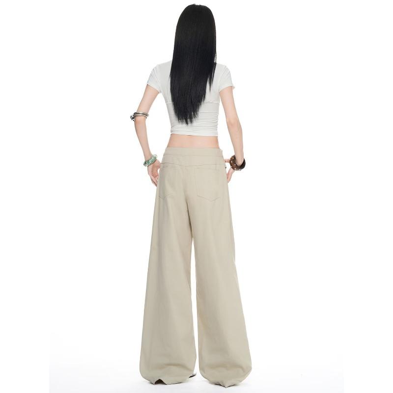 VIONA American Retro White Wide Leg Jeans Women Summer Loose Fit Simple Versatile Fashionable Floor-Length Pants Casual Trousers