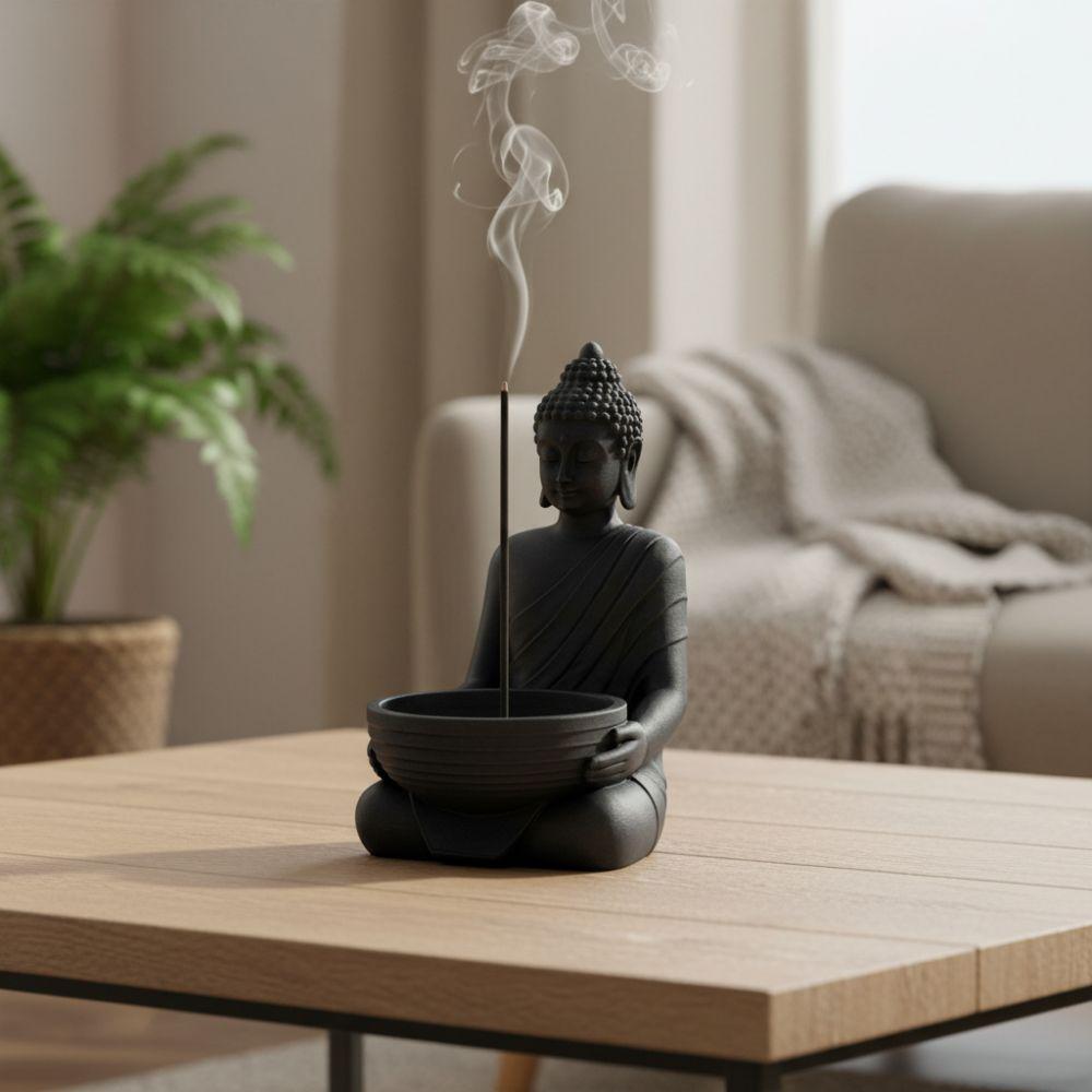 with Ash-Catching Chinese Zen Incense Stick Holder Meditating Monk Stick Incense Holder  Home Decor