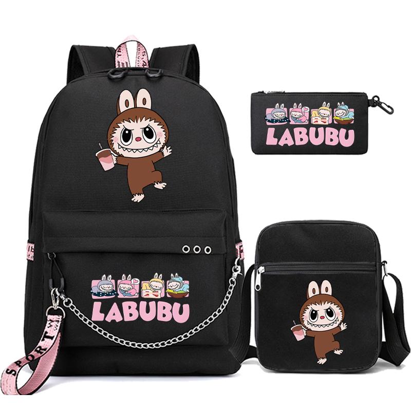 3Pcs/set Cute Printed Backpack Shoulder Bag Pencil Bag Children Girl Mokoko Schoolbag Student Kawaii Bookbag Travel Bag