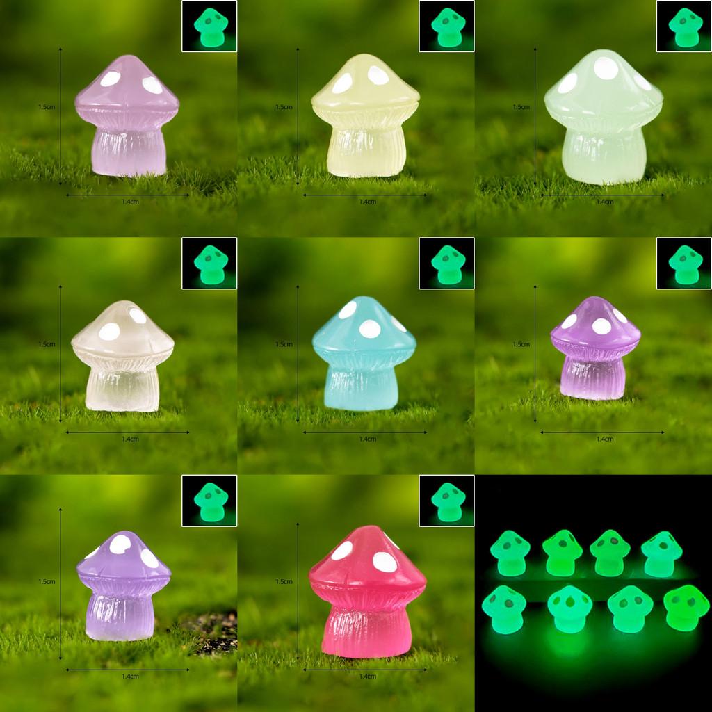 Cute Colorful Glowing Mushroom Resin Decor Luminous Miniature Desk Ornament