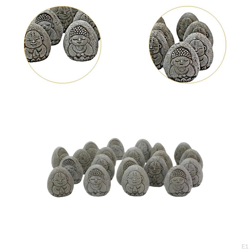 20x Reçine Taş Buda Kabartma Heykeli Bonsai Dekorasyonu 0.8x0.7 inç Balık Tankı için El Yapımı