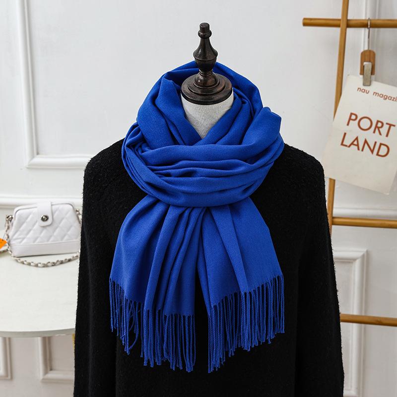 Großer roter Schal, hochwertiger und vielseitiger Woll-Kaschmir-Schal für Damen, Winterschal im koreanischen Stil, einfarbig