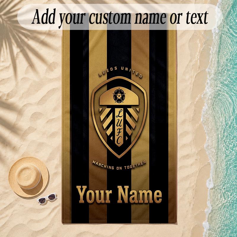 Beach TowelLeeds United Custom Name Text Personalized Soft Towel for Beach Pool Indoor Home Decor Gift