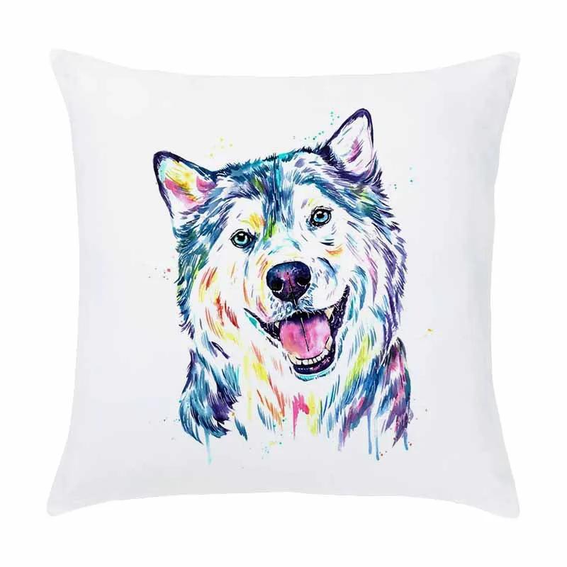 Customizable Home Square Soft Sofa Bed Pillow Cover Painted Dog Decorative Cartoon Puppy