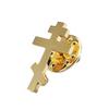 Spilla a forma di Croce Ortodossa in Acciaio Inossidabile Colore Oro Design Minimalista Gioielli Cristiani Stile Classico Spilla della Fede Gioielli di Moda