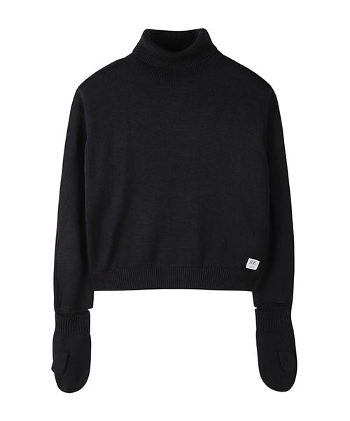 RECODE Gloves Mixed Turtle Neck Knit Top_R0Waa23101Bkx