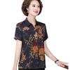 Silk Xiangyunsha Short-Sleeve Top for Middle-Aged Women