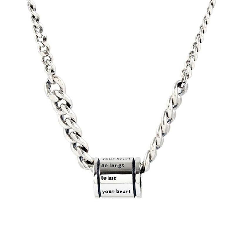 European And American Port Style Design Spring 925 Sterling Silver Retro Cylindrical Letter Clavicle Chain Necklaces TYB379