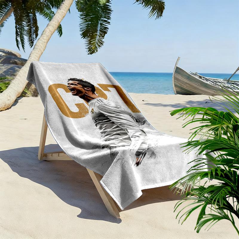 Asciugamano da Spiaggia con Stampa di Cristiano Ronaldo, Asciugamano Grande Morbido ad Asciugatura Rapida per Spiaggia Campeggio Nuoto