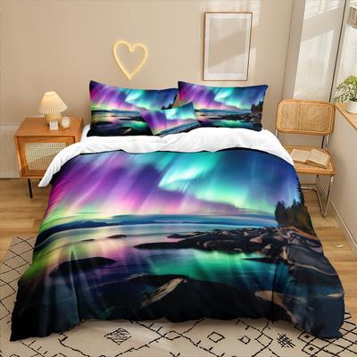 Aurora View Serie 3D Digitaldruck Dreiteiliges Bettwäsche-Set Laken Bettbezug