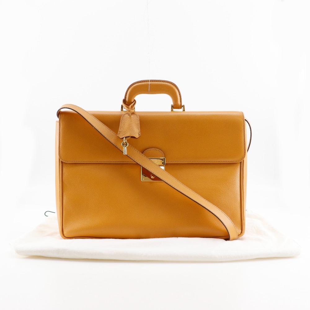 Gucci Old Gucci Business Bag 1529593678 Yellow Calfskin Mens Used